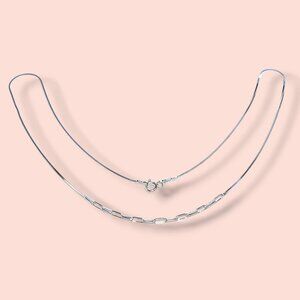 925 Sterling Silver Paperclip Snake Chain Necklace 18in Italy